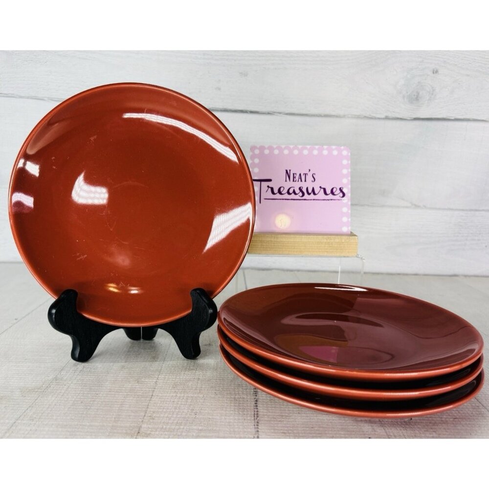 Project 62 Target SOLID Rust Orange Stoneware Smooth Coupe Salad Plates Set of 4